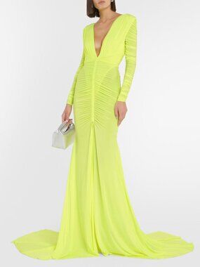 ALEX PERRY Ruched satin gown $2723 Size US 6 NEW without tag